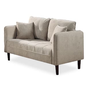Arbusto 52.38 in. W Light Gray Chenille 2-Seater Loveseat and Care Kit