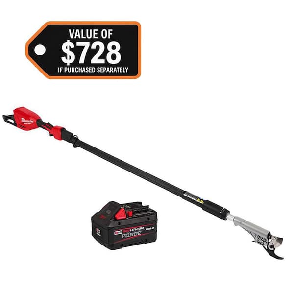 M18 Brushless 18-Volt Cordless Battery Powered Telescoping Pole Pruning Shears w/M18 FORGE XC 8.0 Ah Battery