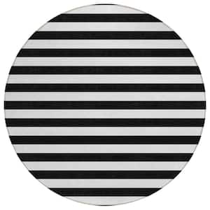 Chantille ACN528 Black 8 ft. x 8 ft. Round Machine Washable Indoor/Outdoor Geometric Area Rug