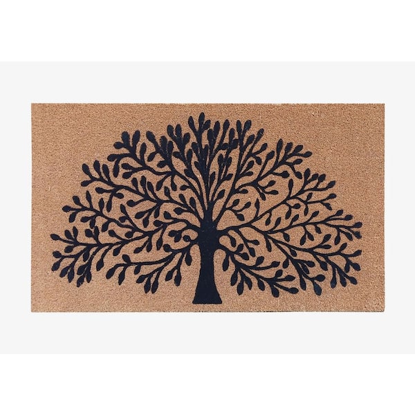 A1 Home Collections A1HC Beige Tree of life 24 in x 39 in Coir, Flock Indoor/Outdoor Non-Slip Durable Doormat
