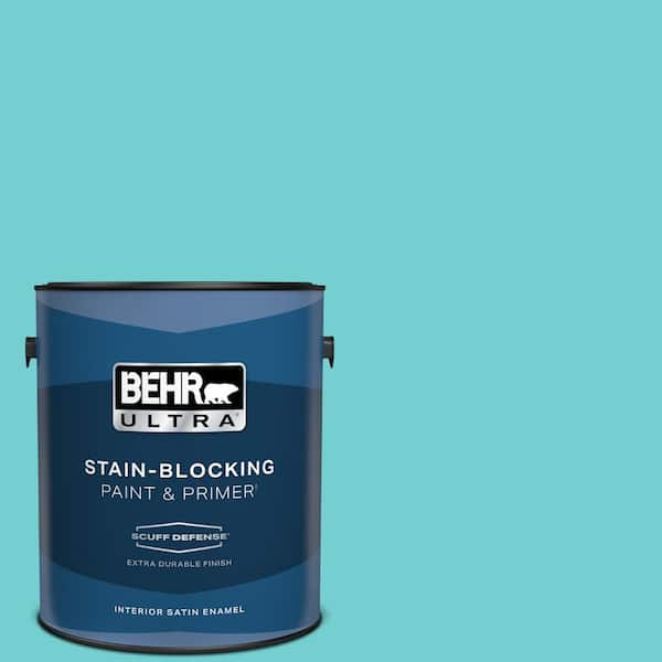 BEHR ULTRA 1 gal. #P460-3 Soft Turquoise Extra Durable Satin Enamel Interior Paint & Primer