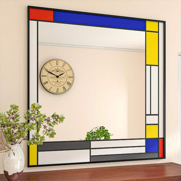 TOOLKISS 36 in. W. x 36 in. H Rectangular Framed Wall Bathroom Vanity Mirror in Color