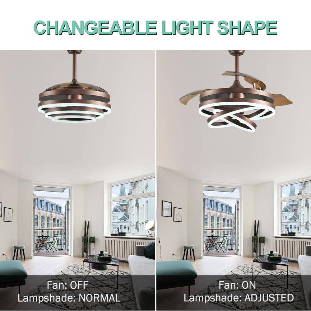 Bayview 42" Brown Brushed Metal LED Ceiling Fan with Remote