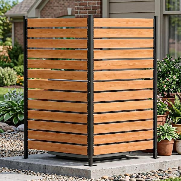 BOZTIY 38 in. W x 60 in. H No-Dig Wood Privacy Screen Outdoor Air