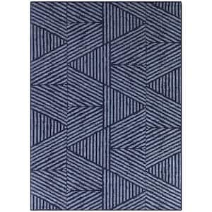 Darcy Blue/White 5 ft. x 7 ft. Striped Indoor/Outdoor Area Rug