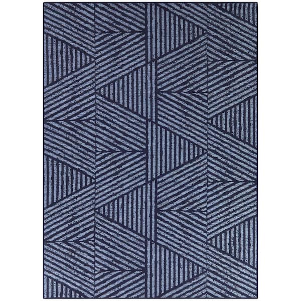 BALTA Darcy Blue/White 5 ft. x 7 ft. Striped Indoor/Outdoor Area Rug