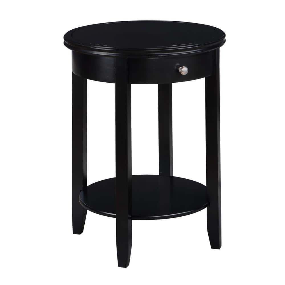 Convenience Concepts American Heritage Baldwin 18.25 in. W Black Round MDF 1 Drawer End Table with Shelf -  R6-441