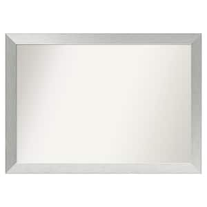 Brushed Sterling Silver 42 in. x 30 in. Custom Non-Beveled Wood Framed Bathroom Vanity Wall Mirror