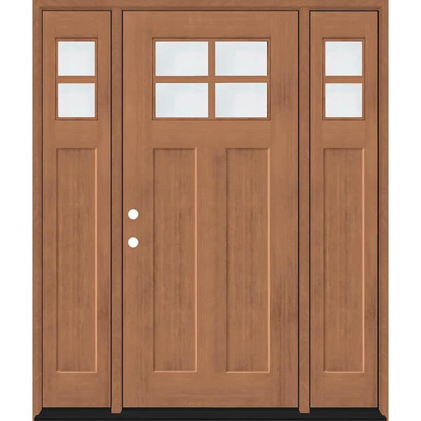 Regency 68 in. x 80 in. RHIS 4L-1/4Toplite Clear Glass AutumnWh Stain Fir Fiberglass Prehung Front Door w/Dbl 14 in. SL