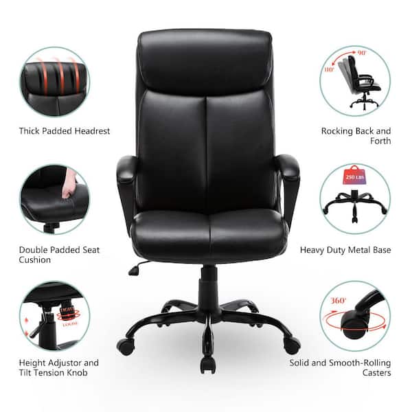 Boyel Living Black Executive Faux, Leather Computer Chair