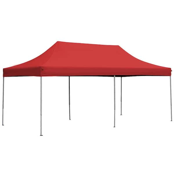 OVASTLKUY 10 ft. x 20 ft. Red Outdoor Patio Canopy Tent Pop-Up Tent with Carrying Bag