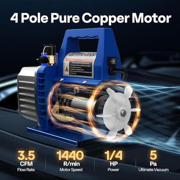 VIVOHOME 1/4 HP 3.5 CFM Single Stage Rotary Vane Air Vacuum Pump