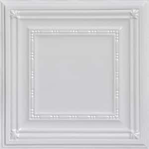 Eyelet White 2 ft. x 2 ft. Decorative Tin Style Nail Up Ceiling Tile (24 sq. ft./case)