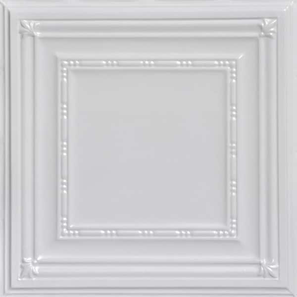 FROM PLAIN TO BEAUTIFUL IN HOURS Eyelet White 2 ft. x 2 ft. Decorative Tin Style Nail Up Ceiling Tile (24 sq. ft./case)