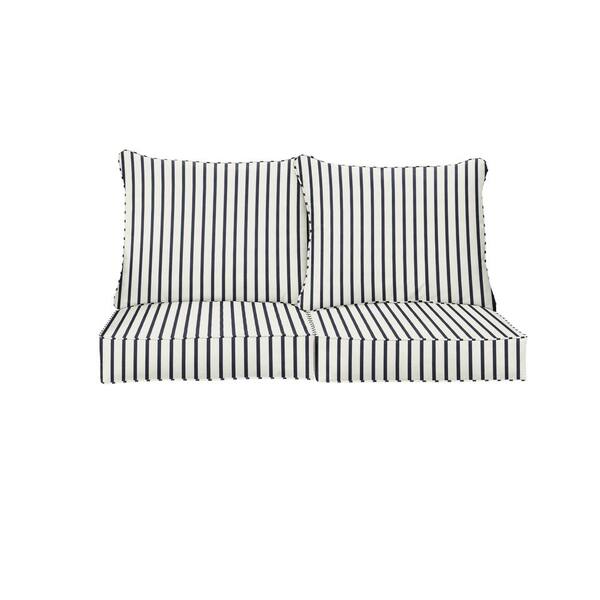 SORRA HOME 25 x 25 Sunbrella Lido Indigo Deep Seating Indoor/Outdoor Loveseat Cushion