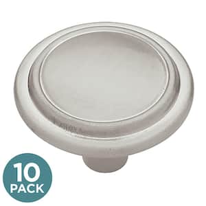 Top Ring 1-1/4 in. (31 mm) Classic Satin Nickel Round Cabinet Knobs (10-Pack)