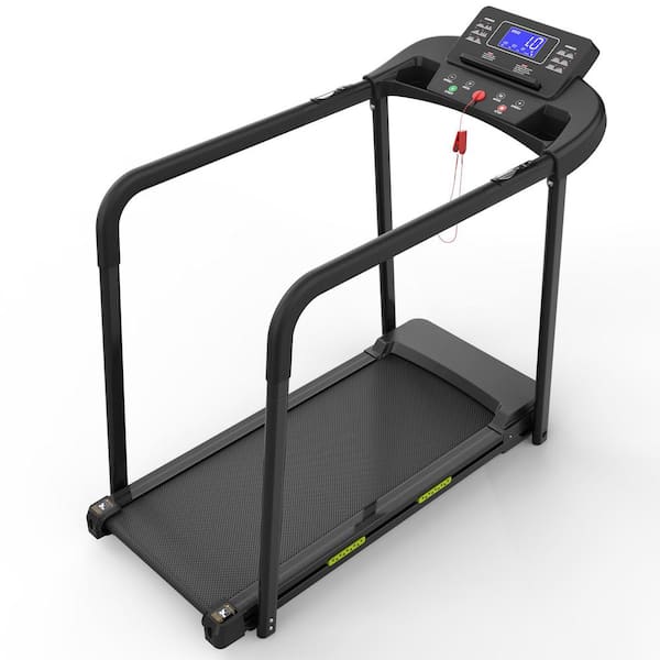 2.5 HP Black Metal Foldable Electric Treadmill with Stable and Safe Structural Design, LED Display, Long Handrail