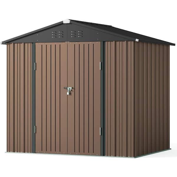 Lofka 6 ft. W x 4 ft. D Outdoor Storage Metal Shed for Backyard Outdoor, Brown