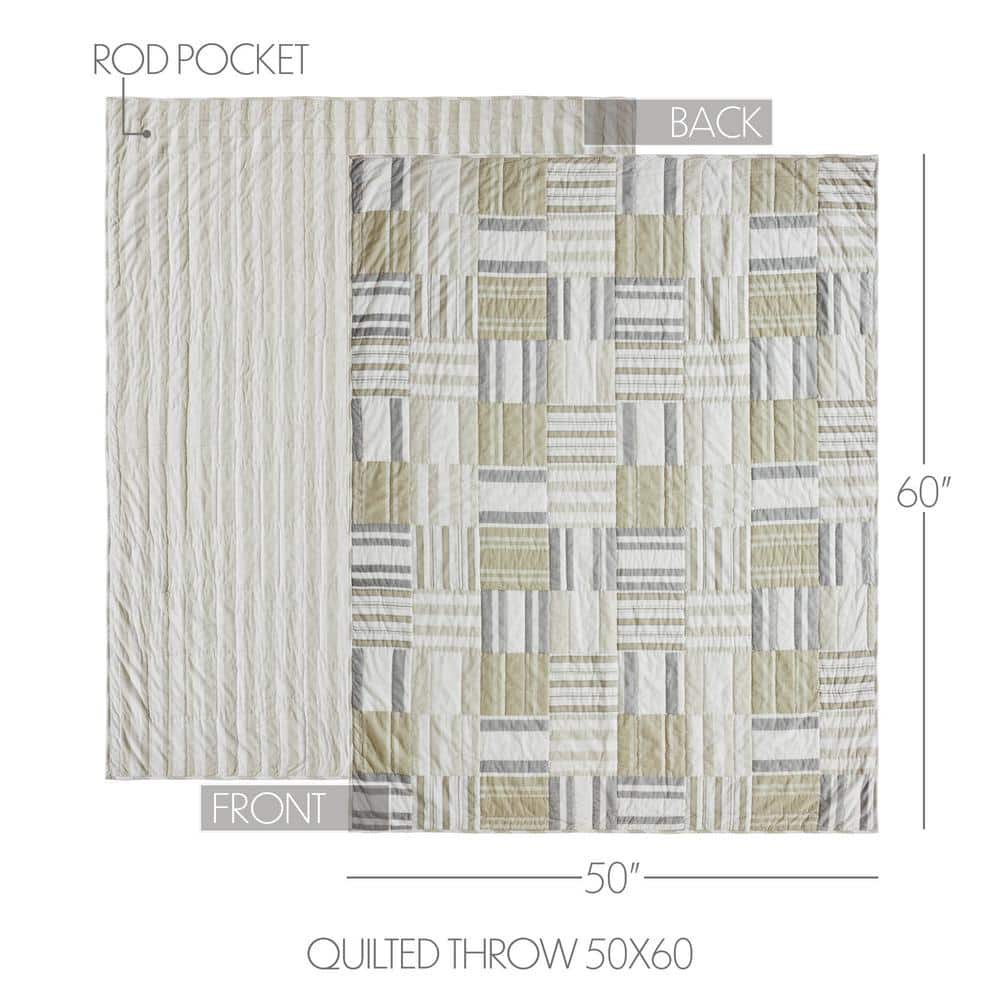 Soft White and Khaki Cotton Patchwork Throw Blanket