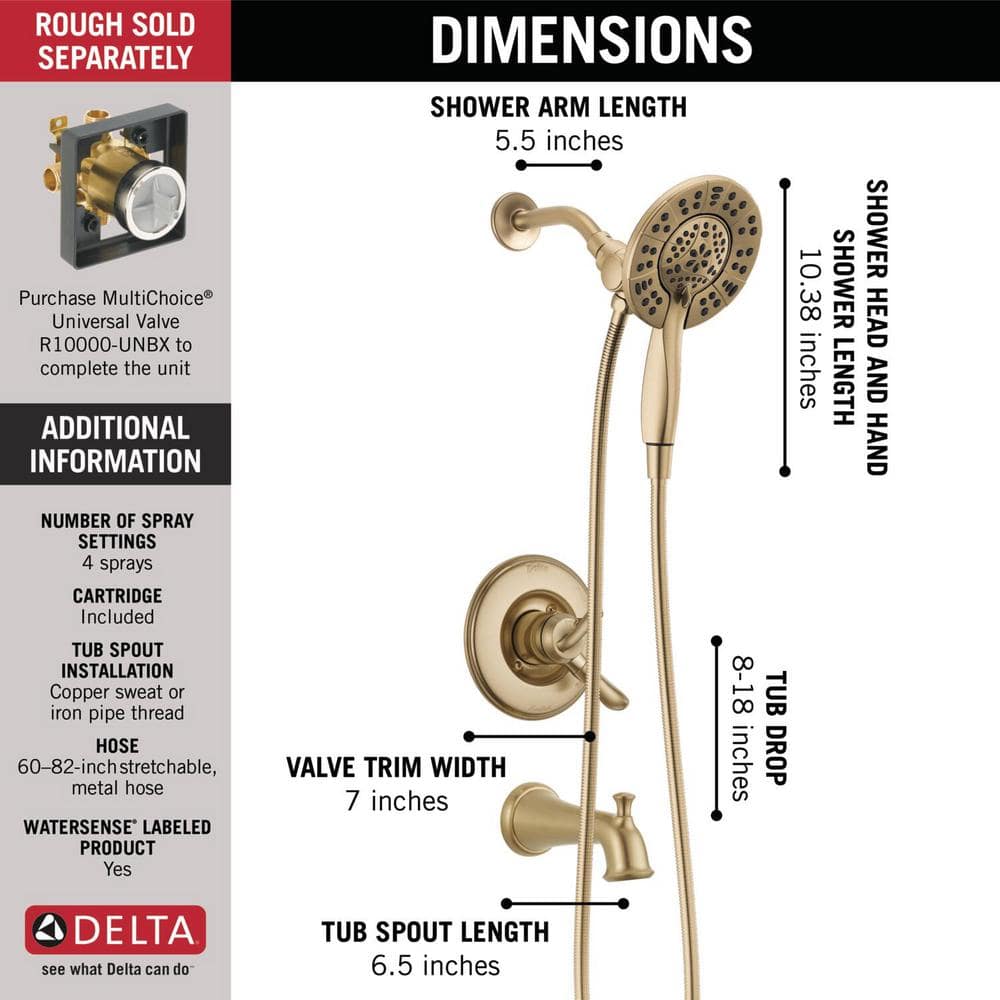Champagne Bronze Dual-Function Tub and Shower Faucet Set