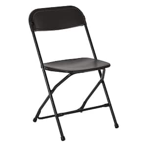 Black Plastic Seat Outdoor Safe Folding Chair (Set of 2)
