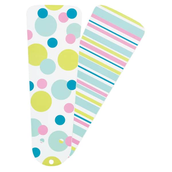 Hunter 17.4 in. Turquoise Dots and Stripes Reversible Mix and Match Ceiling Fan Blades (4-Pack)-DISCONTINUED