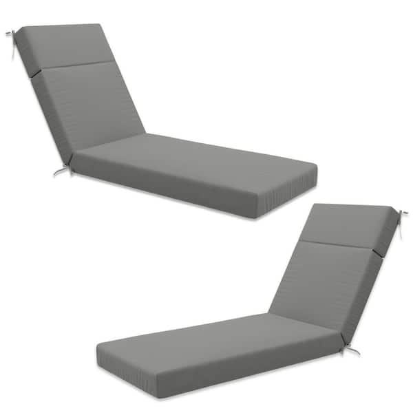 80 in. x 26 in. x 4 in. ( 2-Pack ) Outdoor Water-Resistant Replacement Chaise Lounge Seat Cushion Light Grey