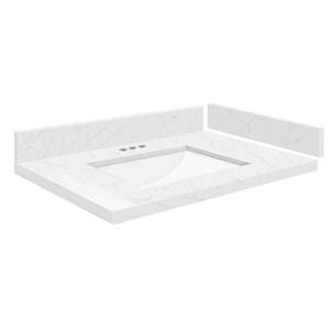 Silestone 27.75 in. W x 22.25 in. D Quartz White Rectangular Single Sink Vanity Top in Statuario