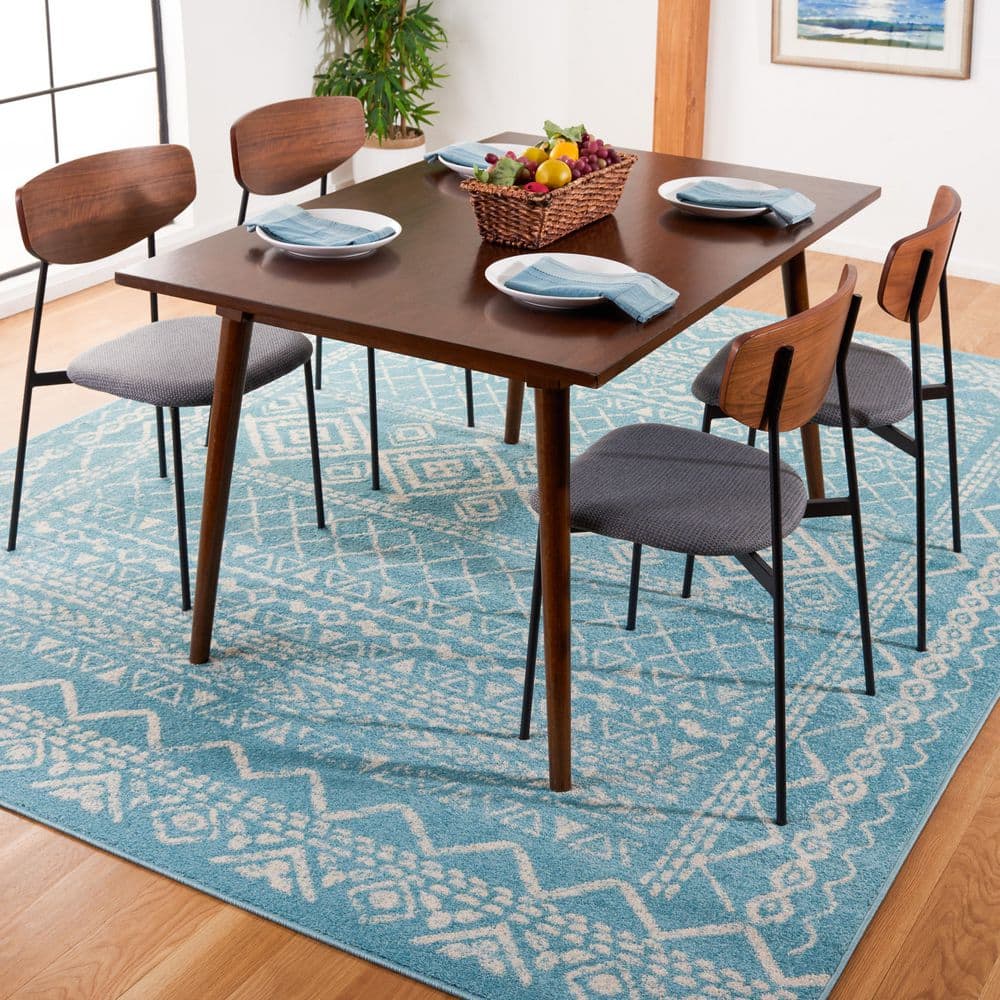 Tulum 9 ft. x 12 ft. Turquoise/Ivory Border Tribal Distressed Area Rug price history on PriceWatchPro