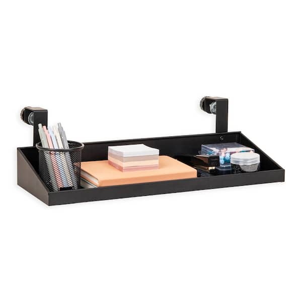 20.25 in. L x Black Metal Hanging Cubicle Shelf, Metal Storage Organizer for Office or Home, Black