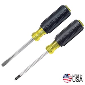 2-Piece 4 in. Shank Cushion-Grip Screwdriver Set with 1/4 in. Slotted and #2 Phillips