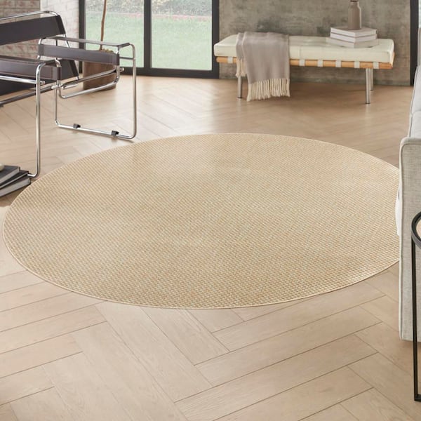 Tulum Cream 8 ft. Round x 8 ft. All-Over Design Contemporary Round Area Rug