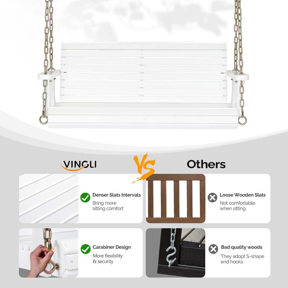 White Moisture-Proof Light Wood Outdoor Swing Chair