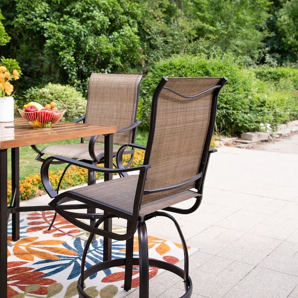 PHI VILLA Black 5-Piece Metal Outdoor Bar Height Dining Set PHI VILLA Black 5-Piece Metal Outdoor Bar Height Dining Set