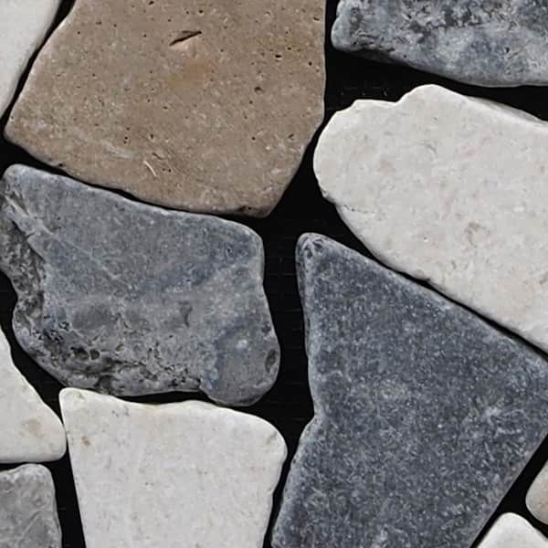 Fit Mosaic Tile Sample Color Tan, White and Grey 4 in. x 6 in.
