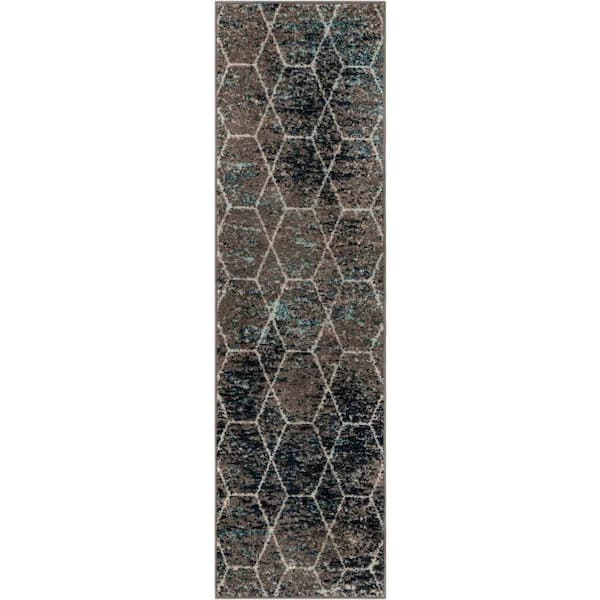 Trellis Frieze Geometric Blue Multi 2 ft. x 7 ft. 1 in. Area Rug