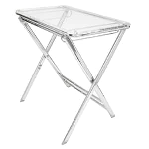 Victorian 25 in. Clear Rectangle Acrylic End Side Table