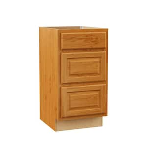 Hampton 18 in. W x 21 in. D x 34.5 in. H Medium Oak Assembled Bath 3-Drawer Base Cabinet