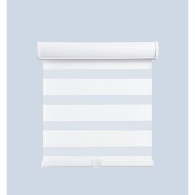 Cut-to-Size White Cordless Light Filtering Layered Roller Shade 70 in. W x 72 in. L