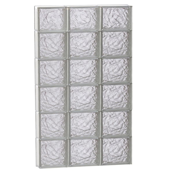 Clearly Secure 23.25 in. x 44.5 in. x 3.125 in. Frameless Ice Pattern Non-Vented Glass Block Window