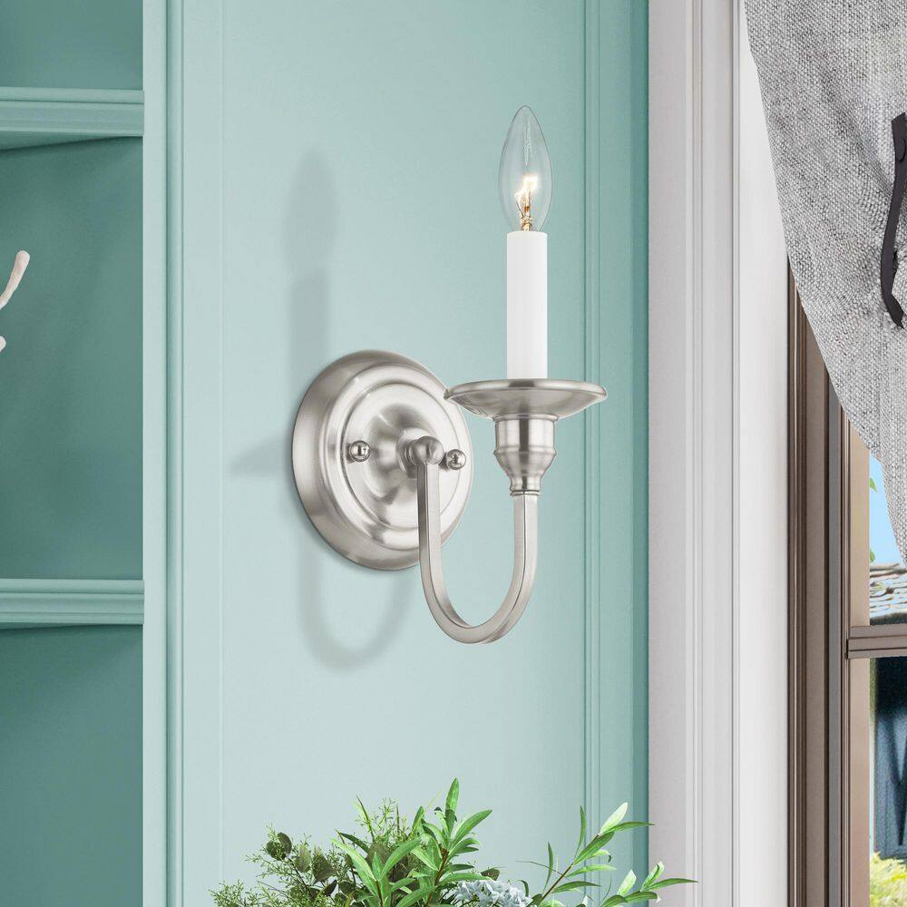 Elegant Brushed Nickel Single-Light Candelabra Sconce