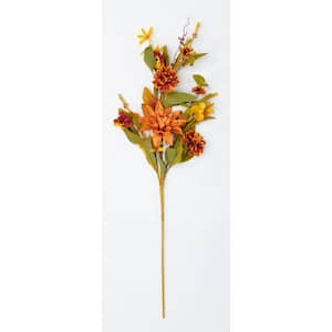32 in. Fall Flowers and Green Leaves Spray (Set of 3)