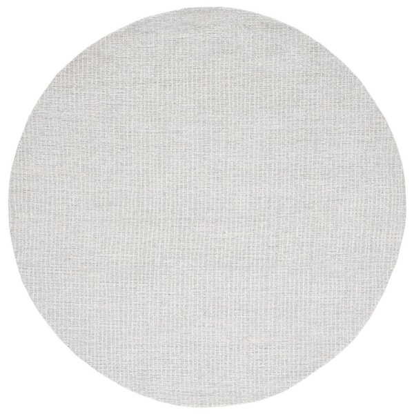 Abstract 8 ft. x 8 ft. Round Light Gray/Ivory Speckled Area Rug