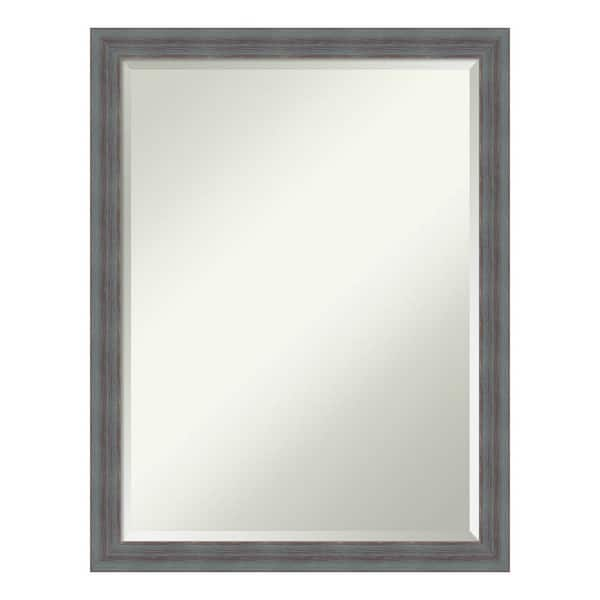 Amanti Art Dixie Grey Rustic 20.25 in. x 26.25 in. Beveled Rectangle Wood Framed Bathroom Wall Mirror in Blue,Gray