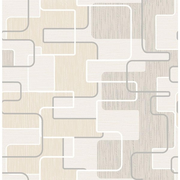 Brewster Balise Khaki Geometric Khaki Wallpaper Sample