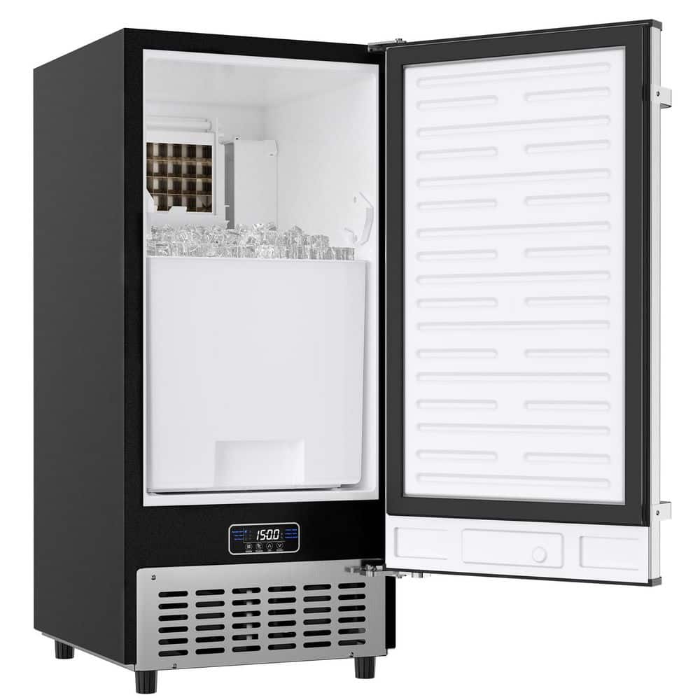 15 in. Wide 100 lb. Full Size Cube Commercial Built-in Freestanding Ice Maker Machine in Stainless Steel w/ 30 lbs. Bin