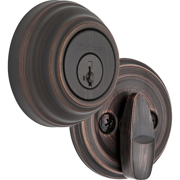Kwikset Venetian Bronze Single Cylinder Deadbolt featuring SmartKey Security with Microban Antimicrobial Technology