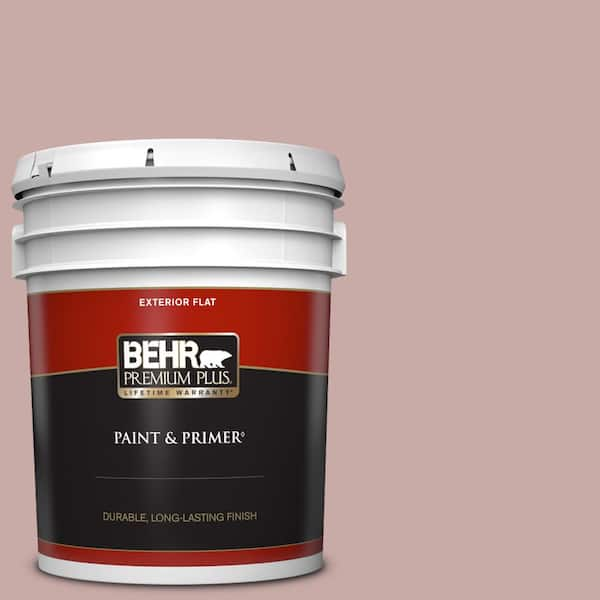 BEHR PREMIUM PLUS 5 gal. #130E-3 Rosy Tan Flat Exterior Paint & Primer