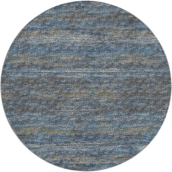Dream Shag Premium Machine Washable Abstract ADS32 Blue 8 ft. x 8 ft. Round Rug