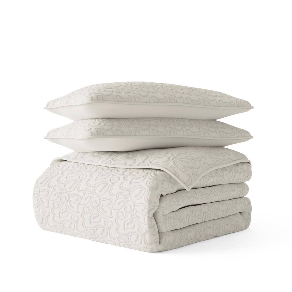 All Season 3-Pcs Floral Stitch Microfiber Quilt Set with Shams price history on PriceWatchPro